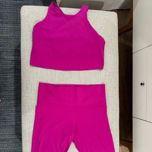 Athleta Bra and Leggings Set 1X Electric Fuchsia